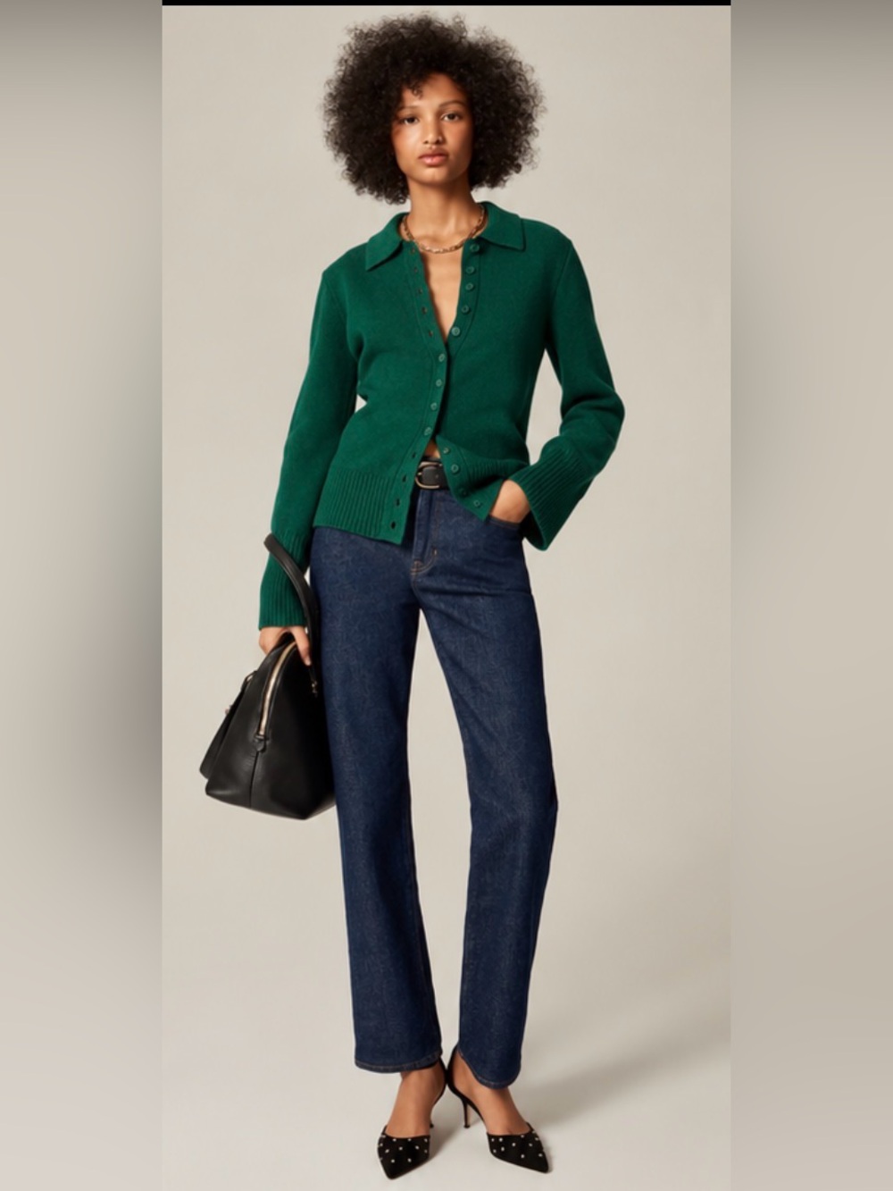 J.Crew Milano-stitch cinched-waist cardigan midnight foliage - Picture 3 of 10